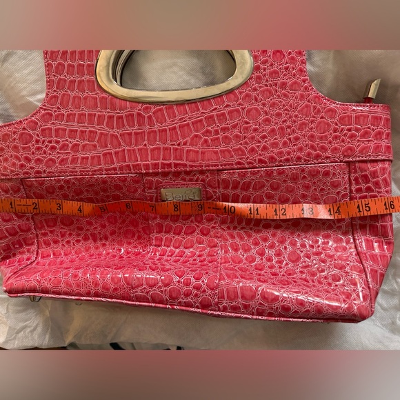 Beijo Pink Patent Leather Crocodile-Embossed Purse Crossbody - Picture 9 of 10